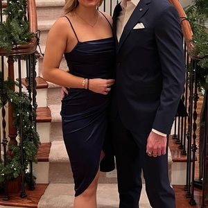 Margaret Formal Satin Wrap Midi Dress